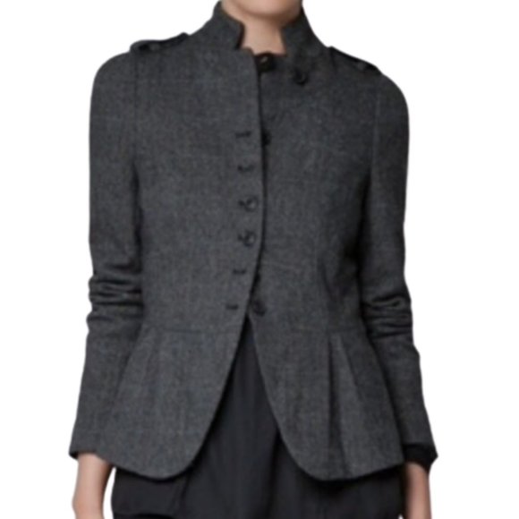 Zara Jackets & Blazers - Zara Wool Herringbone Military Style Jacket - M